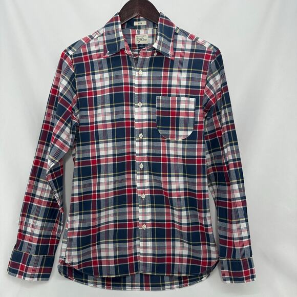 Sewn For J. Crew Plaid Button Up Shirt Mens Small Slim Fit Preppy Basic Workwear - Picture 1 of 5